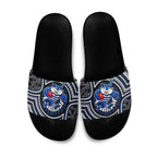 Geelong Cats Slide Sandals Indigenous Monochrome Dot Art Mascot Style