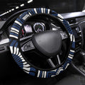 Geelong Cats Steering Wheel Cover Indigenous Monochrome Dot Art Mascot Style