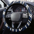 Geelong Cats Steering Wheel Cover Indigenous Monochrome Dot Art Mascot Style