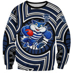 Geelong Cats Sweatshirt Indigenous Monochrome Dot Art Mascot Style