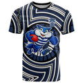 Geelong Cats T Shirt Indigenous Monochrome Dot Art Mascot Style
