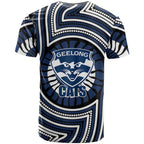 Geelong Cats T Shirt Indigenous Monochrome Dot Art Mascot Style