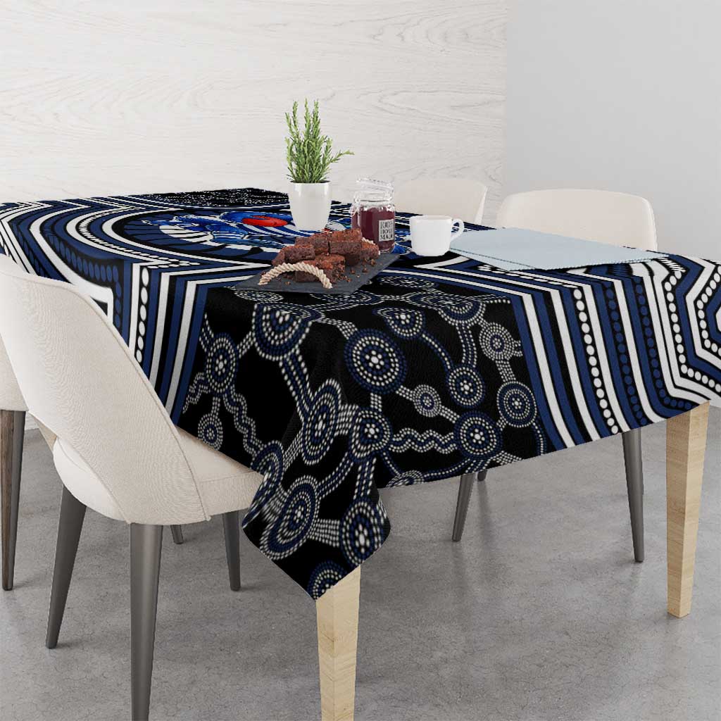 Geelong Cats Tablecloth Indigenous Monochrome Dot Art Mascot Style