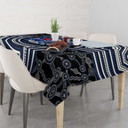 Geelong Cats Tablecloth Indigenous Monochrome Dot Art Mascot Style