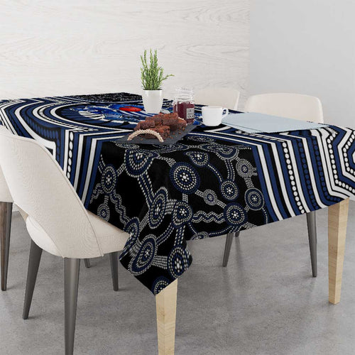 Geelong Cats Tablecloth Indigenous Monochrome Dot Art Mascot Style