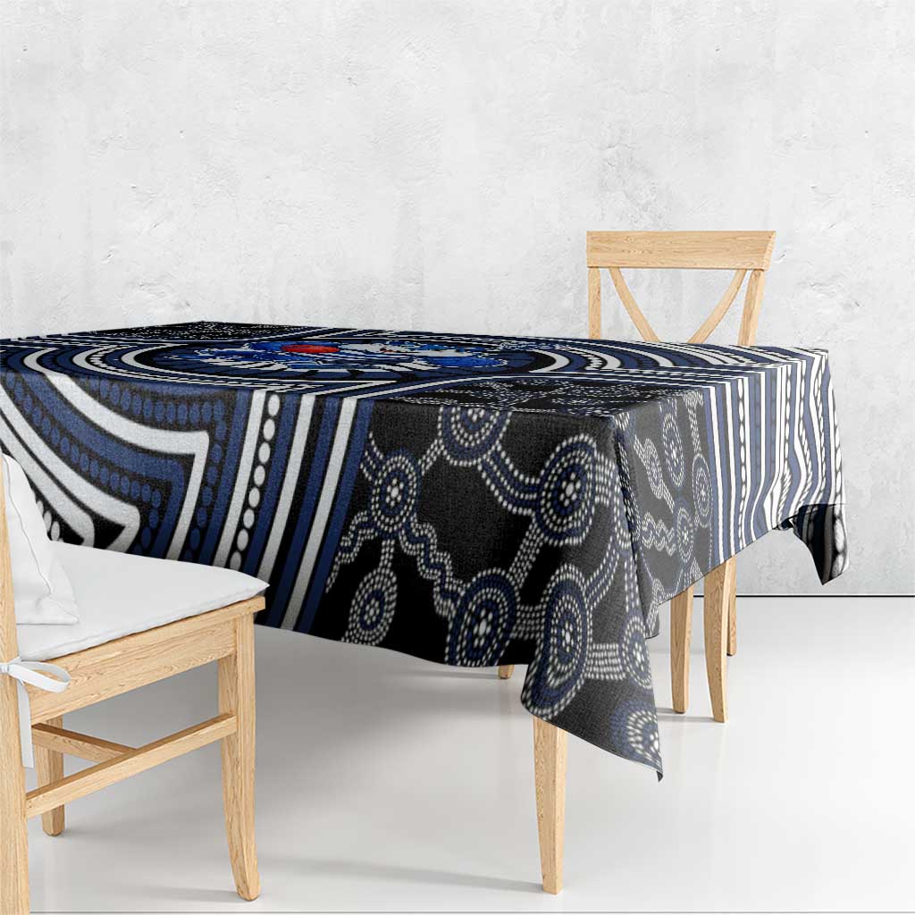 Geelong Cats Tablecloth Indigenous Monochrome Dot Art Mascot Style