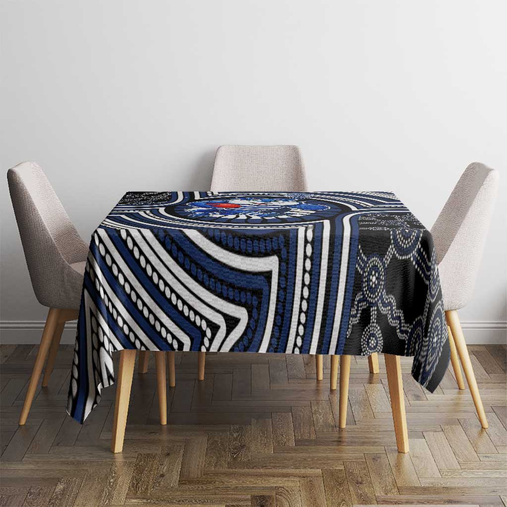 Geelong Cats Tablecloth Indigenous Monochrome Dot Art Mascot Style