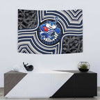 Geelong Cats Tapestry Indigenous Monochrome Dot Art Mascot Style