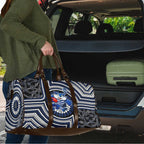 Geelong Cats Travel Bag Indigenous Monochrome Dot Art Mascot Style