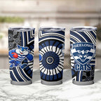 Geelong Cats Tumbler Cup Indigenous Monochrome Dot Art Mascot Style