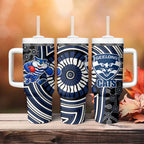 Geelong Cats Tumbler With Handle Indigenous Monochrome Dot Art Mascot Style