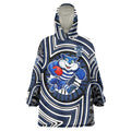 Geelong Cats Wearable Blanket Hoodie Indigenous Monochrome Dot Art Mascot Style
