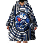 Geelong Cats Wearable Blanket Hoodie Indigenous Monochrome Dot Art Mascot Style