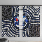 Geelong Cats Window Curtain Indigenous Monochrome Dot Art Mascot Style
