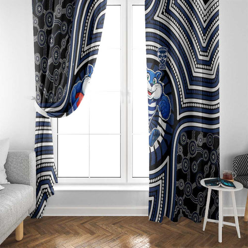 Geelong Cats Window Curtain Indigenous Monochrome Dot Art Mascot Style
