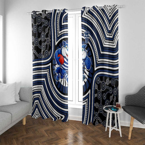 Geelong Cats Window Curtain Indigenous Monochrome Dot Art Mascot Style