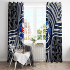 Geelong Cats Window Curtain Indigenous Monochrome Dot Art Mascot Style