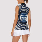 Geelong Cats Women Sleeveless Polo Shirt Indigenous Monochrome Dot Art Mascot Style