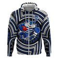 Geelong Cats Zip Hoodie Indigenous Monochrome Dot Art Mascot Style