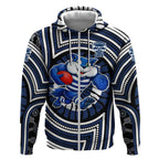 Geelong Cats Zip Hoodie Indigenous Monochrome Dot Art Mascot Style
