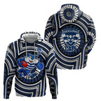 Geelong Cats Zip Hoodie Indigenous Monochrome Dot Art Mascot Style