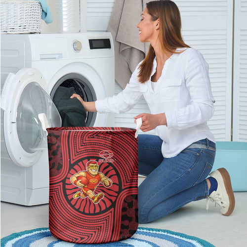 Gold Coast Suns Laundry Basket Indigenous Monochrome Dot Art Mascot Style