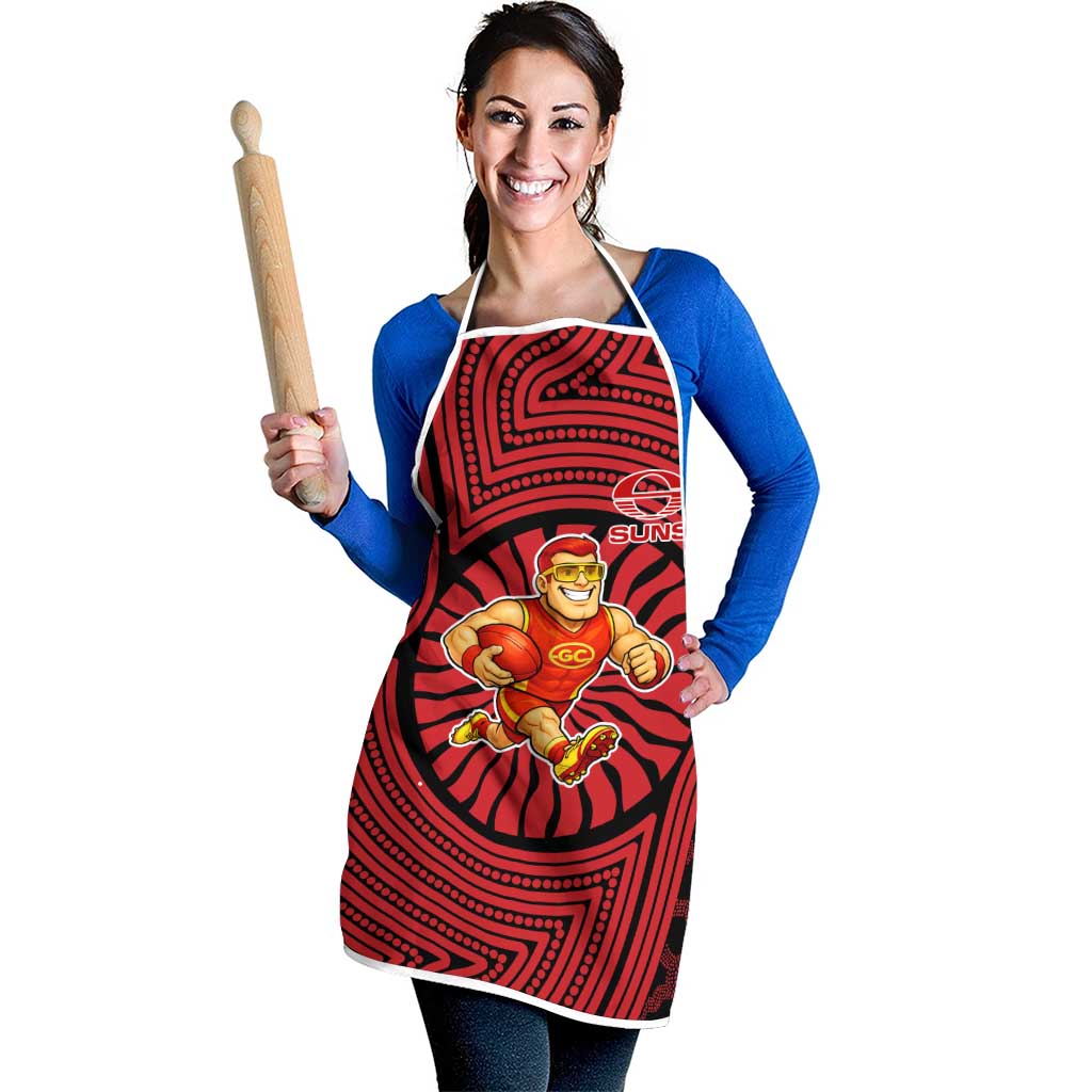 Gold Coast Suns Apron Indigenous Monochrome Dot Art Mascot Style