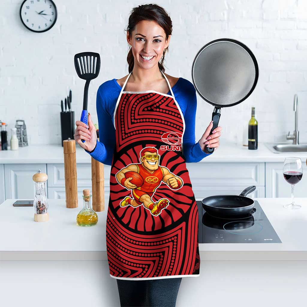 Gold Coast Suns Apron Indigenous Monochrome Dot Art Mascot Style