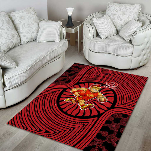 Gold Coast Suns Area Rug Indigenous Monochrome Dot Art Mascot Style