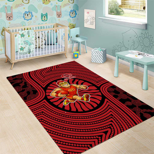 Gold Coast Suns Area Rug Indigenous Monochrome Dot Art Mascot Style