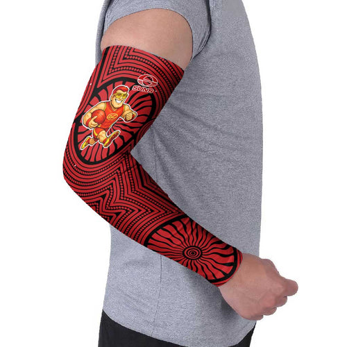 Gold Coast Suns Arm Sleeves Indigenous Monochrome Dot Art Mascot Style