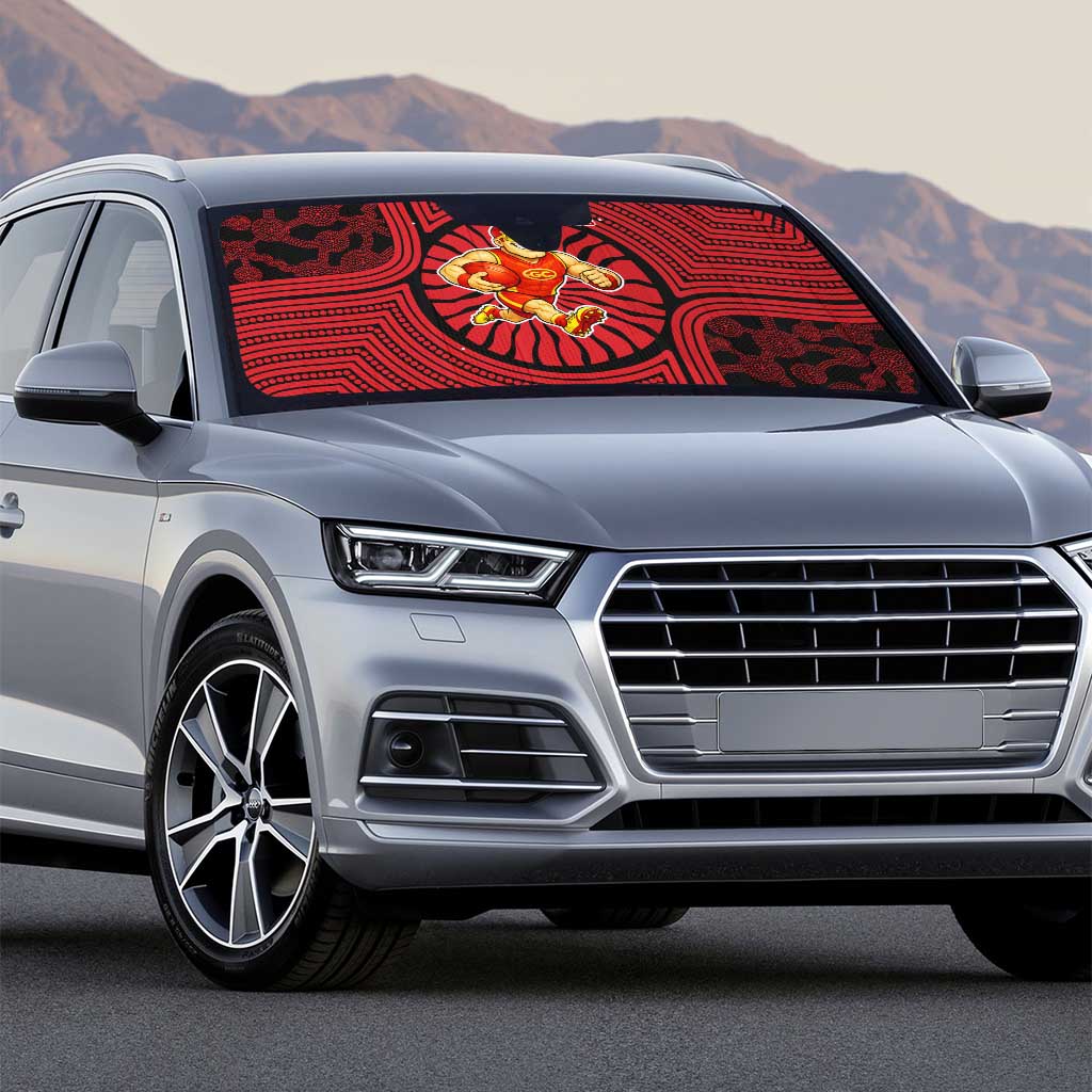 Gold Coast Suns Auto Sun Shade Indigenous Monochrome Dot Art Mascot Style