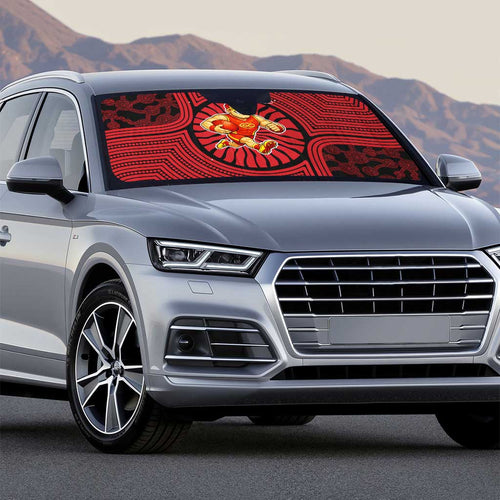 Gold Coast Suns Auto Sun Shade Indigenous Monochrome Dot Art Mascot Style