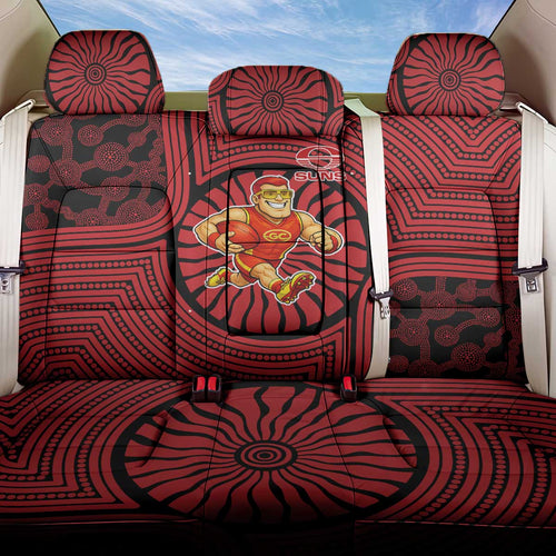 Gold Coast Suns Back Car Seat Cover Indigenous Monochrome Dot Art Mascot Style
