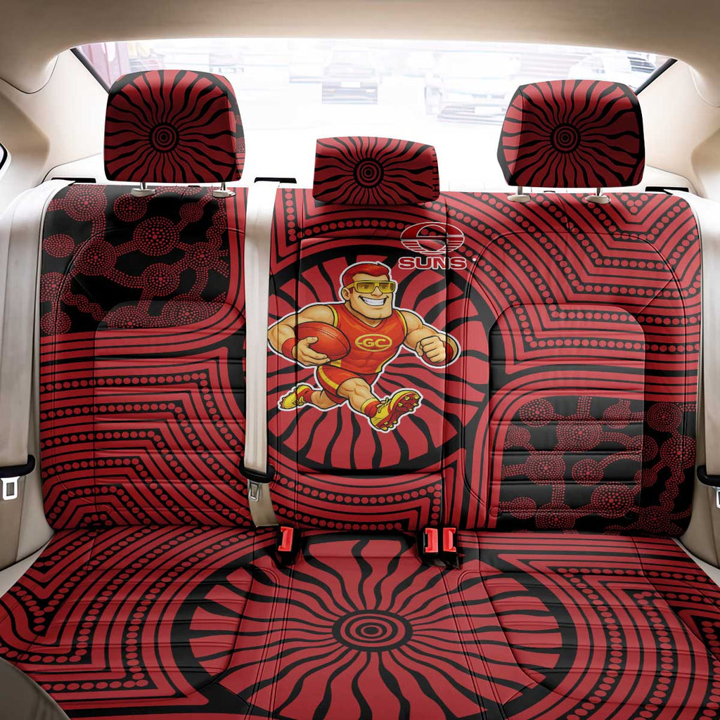 Gold Coast Suns Back Car Seat Cover Indigenous Monochrome Dot Art Mascot Style