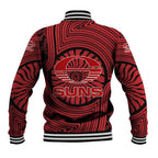 Gold Coast Suns Baseball Jacket Indigenous Monochrome Dot Art Mascot Style