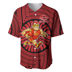 Gold Coast Suns Baseball Jersey Indigenous Monochrome Dot Art Mascot Style