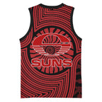 Gold Coast Suns Basketball Jersey Indigenous Monochrome Dot Art Mascot Style
