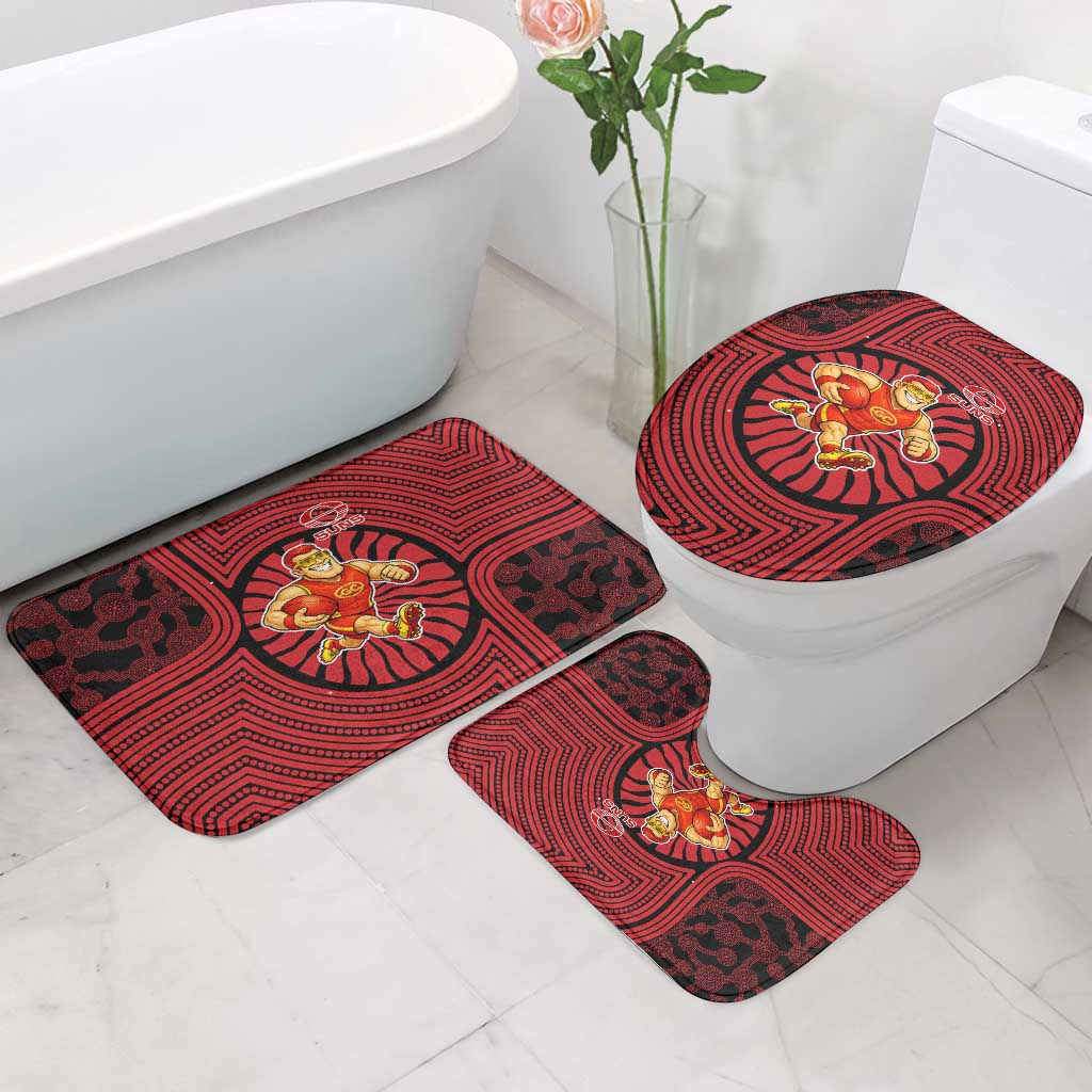 Gold Coast Suns Bathroom Set Indigenous Monochrome Dot Art Mascot Style