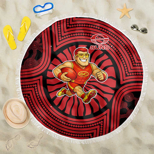 Gold Coast Suns Beach Blanket Indigenous Monochrome Dot Art Mascot Style