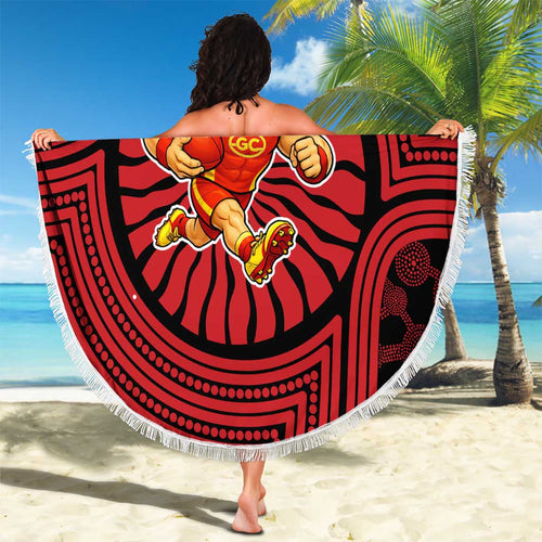 Gold Coast Suns Beach Blanket Indigenous Monochrome Dot Art Mascot Style