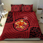Gold Coast Suns Bedding Set Indigenous Monochrome Dot Art Mascot Style