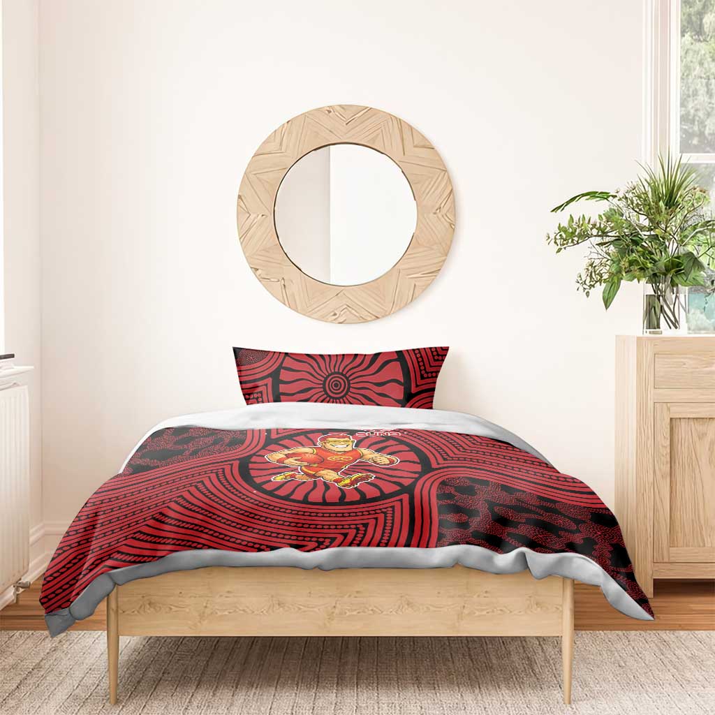 Gold Coast Suns Bedding Set Indigenous Monochrome Dot Art Mascot Style