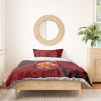Gold Coast Suns Bedding Set Indigenous Monochrome Dot Art Mascot Style
