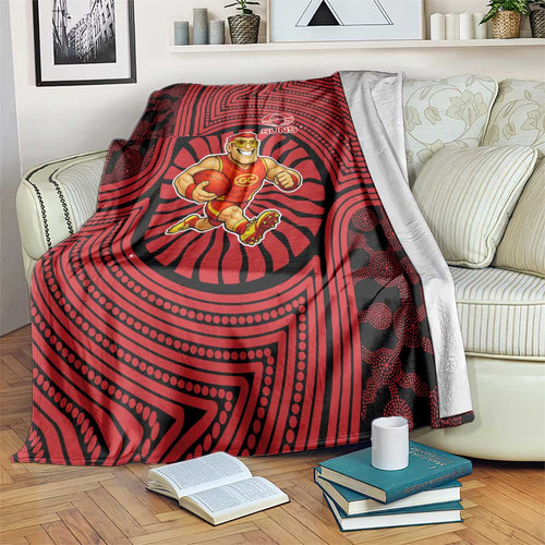 Gold Coast Suns Blanket Indigenous Monochrome Dot Art Mascot Style