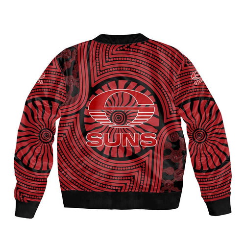 Gold Coast Suns Bomber Jacket Indigenous Monochrome Dot Art Mascot Style
