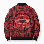 Gold Coast Suns Bomber Puffer Jacket Indigenous Monochrome Dot Art Mascot Style