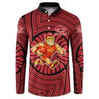 Gold Coast Suns Button Sweatshirt Indigenous Monochrome Dot Art Mascot Style