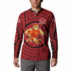 Gold Coast Suns Button Sweatshirt Indigenous Monochrome Dot Art Mascot Style
