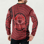 Gold Coast Suns Button Sweatshirt Indigenous Monochrome Dot Art Mascot Style